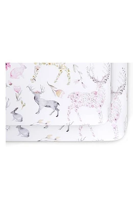 Oilo 2-Pack Fitted Fawn Print Jersey Crib Sheets in Blush at Nordstrom