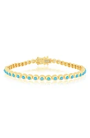 EF Collection Turquoise & Diamond Pillow Eternity Bracelet in 14K Yellow Gold at Nordstrom