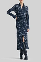 Altuzarra Claudia Polka Dot Ruched Long Sleeve Jersey Shirtdress Nocturne Blue at Nordstrom, Us