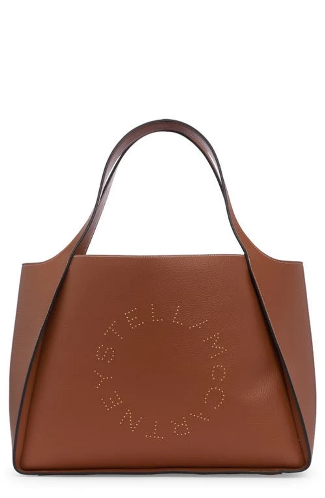 Stella McCartney Studded Logo Faux Leather Tote in 2200 Pecan at Nordstrom, Size No Size