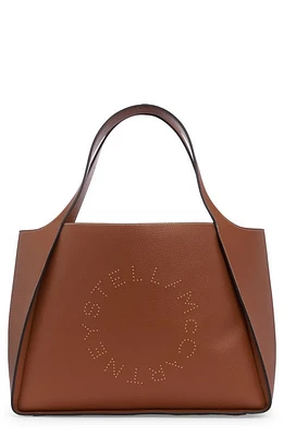 Stella McCartney Studded Logo Faux Leather Tote in 2200 Pecan at Nordstrom, Size No Size