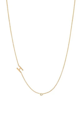 BYCHARI Asymmetric Initial & Diamond Pendant Necklace in 14K Yellow Gold-H at Nordstrom