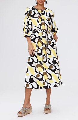 Diane von Furstenberg Bambi Geo Print Midi Dress Mirage Yellow at Nordstrom,