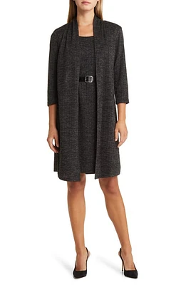 Connected Apparel Belted Sweater Dress with Jacket in Black at Nordstrom, Size 16