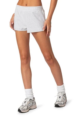 EDIKTED California Girl Cotton Blend Sweat Shorts Gray-Melange at Nordstrom,