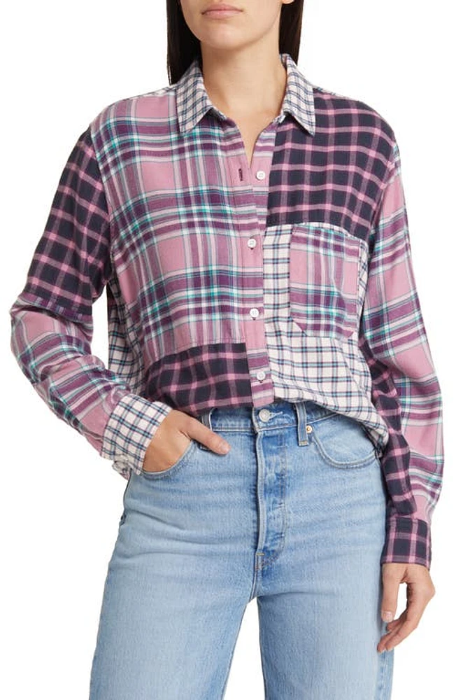 Rails Lakin Mixed Plaid Button-Up Shirt Rose Agave at Nordstrom,