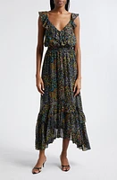 Ramy Brook Avayah Floral Print Ruffle Maxi Dress Black Garden Ditsy at Nordstrom,