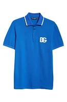 Dolce & Gabbana DG Embroidered Tipped Cotton Piqué Polo China Blue at Nordstrom, Us