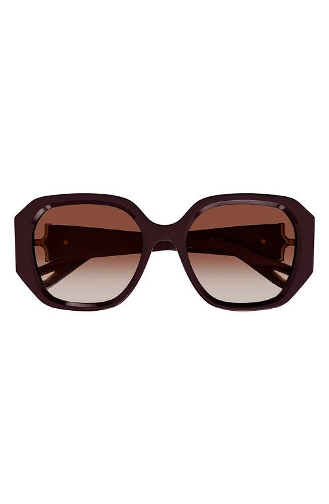 Chloé 56mm Square Sunglasses in Burgundy at Nordstrom