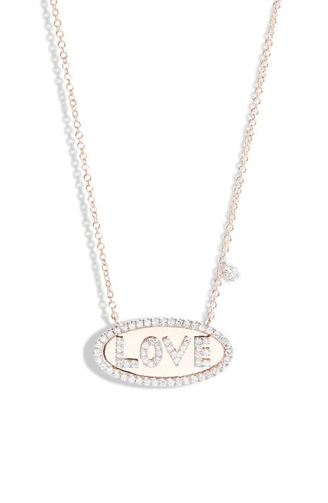 Meira T Love Diamond Pendant Necklace in Rose Gold at Nordstrom, Size 18