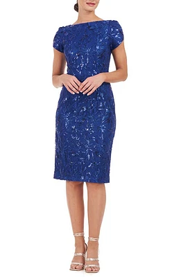 JS Collections Fiona Embroidered Floral Sheath Dress Blueberry at Nordstrom,