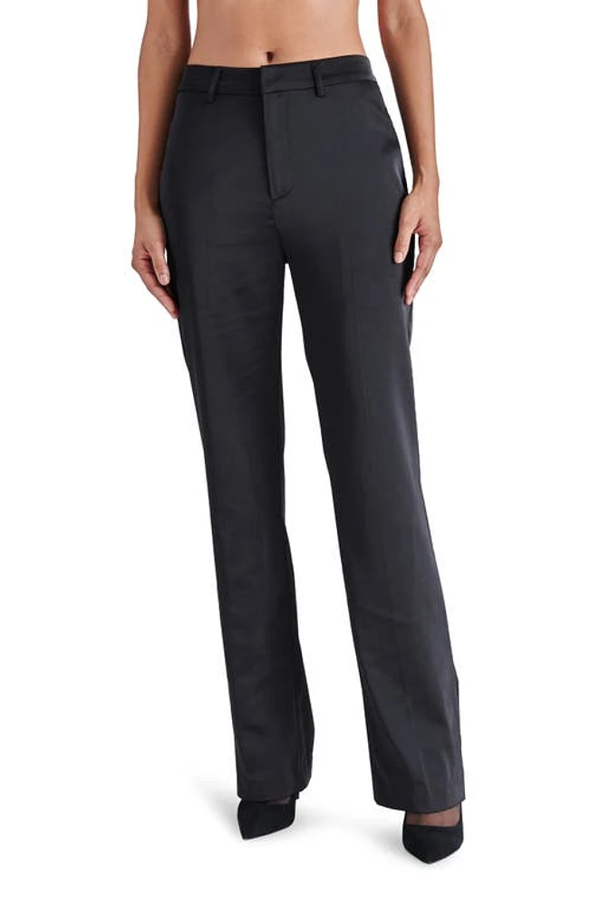 Steve Madden Mercer High Waist Straight Leg Satin Pants Black at Nordstrom,