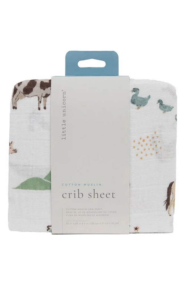 little unicorn Cotton Muslin Crib Sheet in Farmyard at Nordstrom