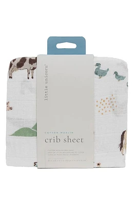 little unicorn Cotton Muslin Crib Sheet in Farmyard at Nordstrom