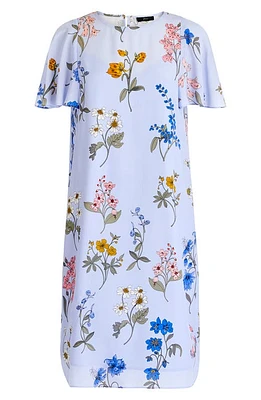 J. Crew Flutter Sleeve Floral Silk Shift Dress in Botanical Print Shale Multi at Nordstrom, Size 10