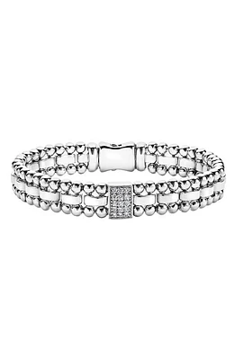 LAGOS Caviar Spark Diamond Rectangle Link Bracelet in Silver/Diamond at Nordstrom, Size Medium