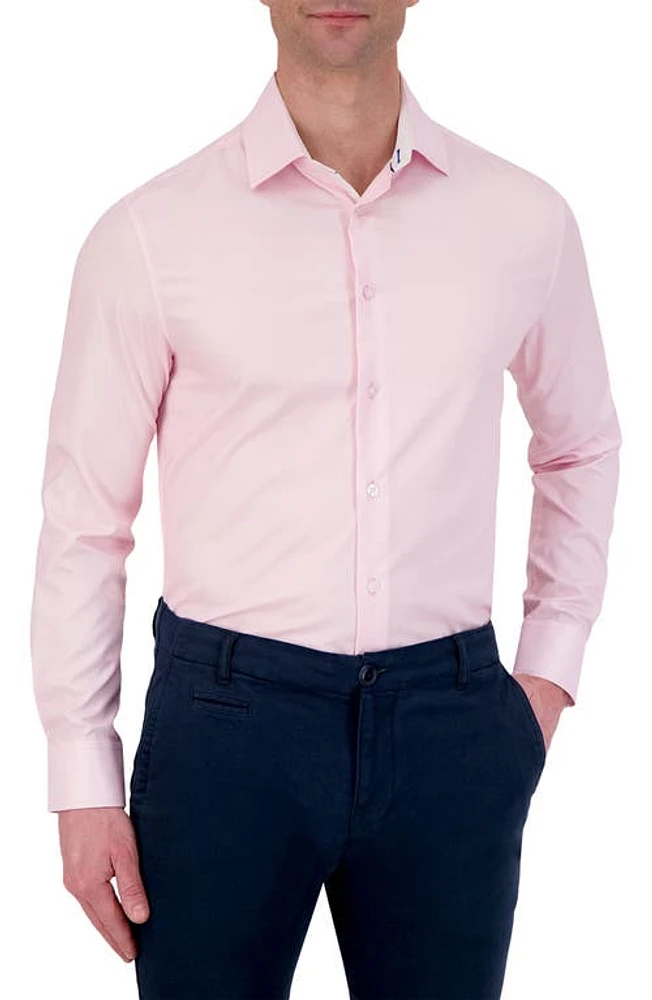 Report Collection Slim Fit Geometric Print Performance Dress Shirt 24 Pink at Nordstrom,