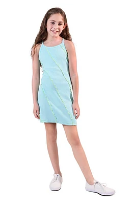 Truce Kids' Contrast Stitch Rib Dress Light Blue at