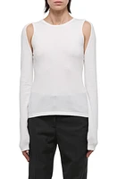 Helmut Lang Cutout Crewneck Sweater Optic White at Nordstrom,