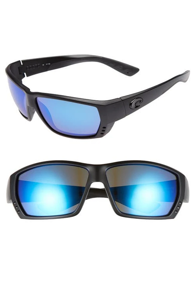 Costa Del Mar Tuna Alley 60mm Polarized Sunglasses in Blackout/Blue Mirror at Nordstrom