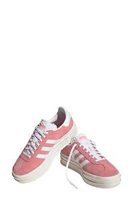 adidas Gazelle Bold Platform Sneaker in Super Pop/White/White at Nordstrom, Size 10