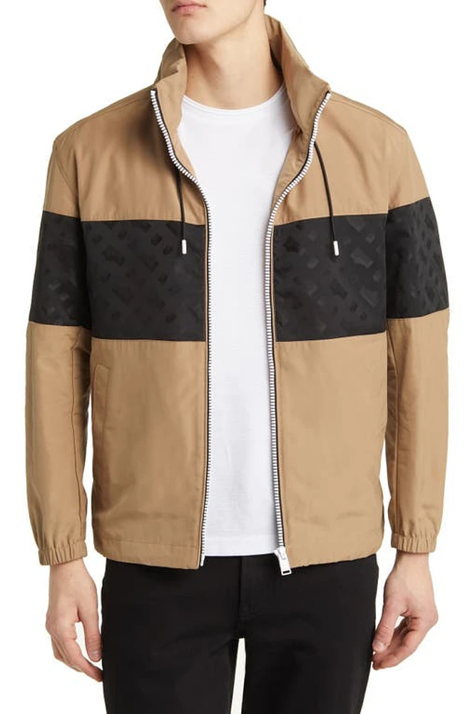 BOSS Crosco Hooded Zip Jacket Medium Beige at Nordstrom,