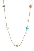 Anzie Topaz & Turquoise Station Necklace in Gold at Nordstrom, Size 18 In