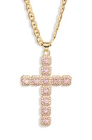 VIDAKUSH Fantasy Cubic Zirconia Cross Pendant Necklace in Light Pink at Nordstrom, Size 18