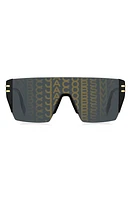 Marc Jacobs 99mm Shield Sunglasses in Gold Pattern Black/Gold Decor at Nordstrom