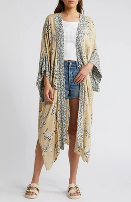 Treasure & Bond Border Print Duster in Beige Contour Floral at Nordstrom