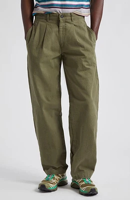 Noah Double Pleat Cotton Herringbone Pants at Nordstrom,