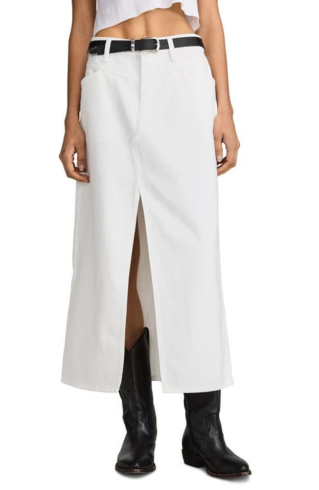 Lucky Brand Front Slit Denim Maxi Skirt Bright White at Nordstrom,