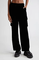 Alexander Wang Velvet Drawstring Cargo Pants in 001 Black at Nordstrom, Size Medium