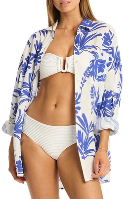 Sea Level Tradewind Cover-Up Shirt Cobalt at Nordstrom,