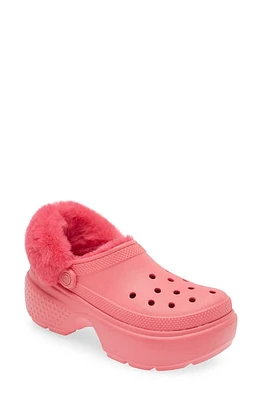 CROCS Stomp Faux Fur Platform Clog Hyper Pink at Nordstrom, Women's