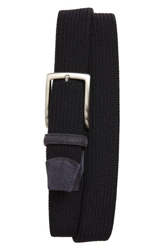 Torino Woven Stretch Belt Navy at Nordstrom,