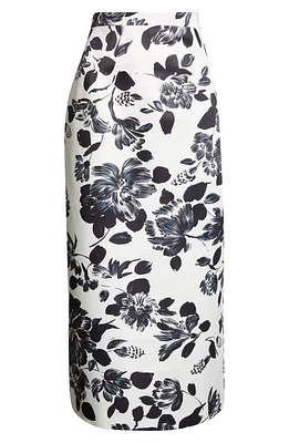 Emilia Wickstead Lorelei Floral Midi Skirt Black Flowers On Ivory at Nordstrom, Us