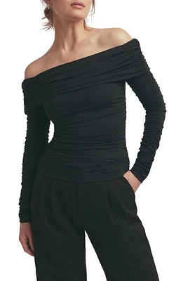 Favorite Daughter The Night Out Ruched Off the Shoulder Top in Black at Nordstrom, Size Medium