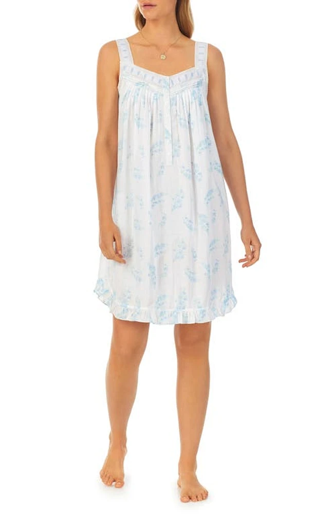 Eileen West Sleeveless Cotton Lawn Short Nightgown White Floral at Nordstrom,