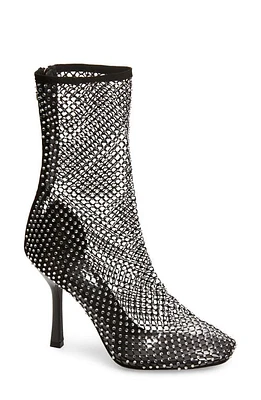 Billini Rhinestone Mesh Bootie Black Satin Diamante at Nordstrom,