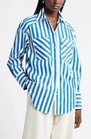 Nordstrom Poplin Button-Up Shirt Cabana Stripe at Nordstrom,