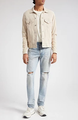 John Elliott Thumper Type III Suede Trucker Jacket Sand at Nordstrom,