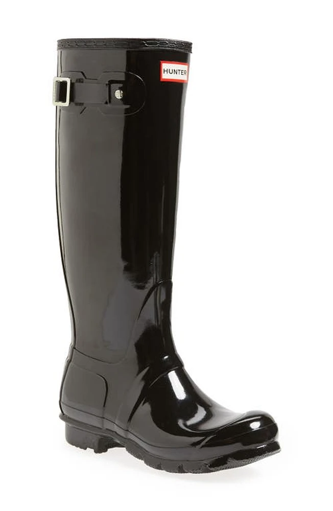 Hunter Original High Gloss Waterproof Boot Black at Nordstrom,