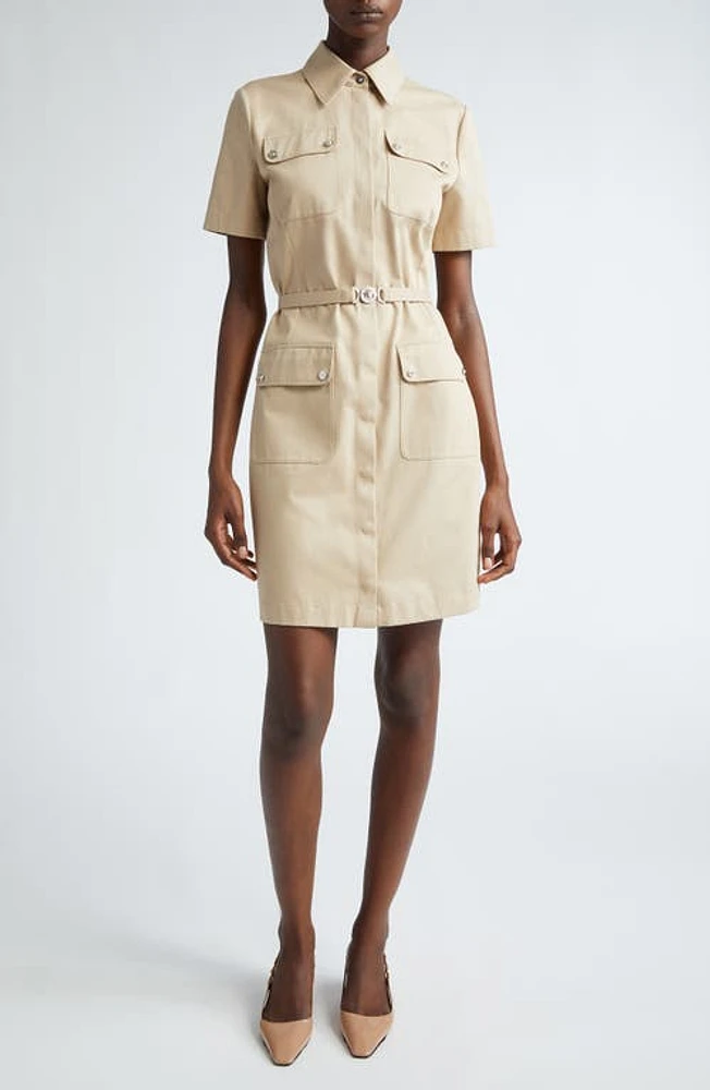 Versace Utility Cotton Shirtdress Beige at Nordstrom, Us