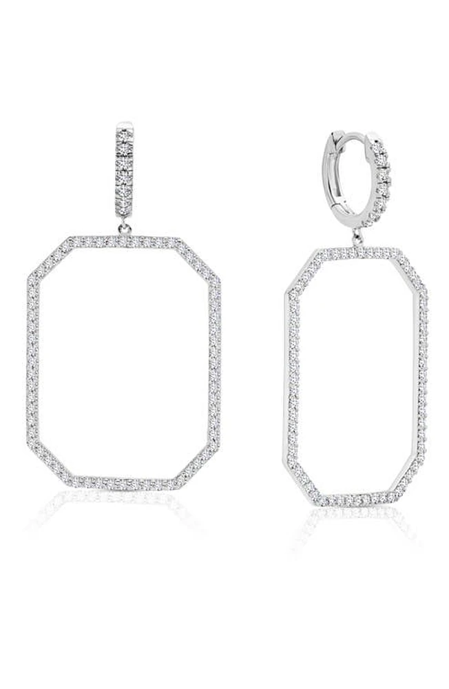 Crislu Rectangle Huggie Hoop Earrings in Silver at Nordstrom