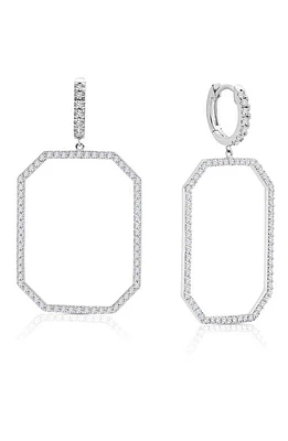 Crislu Rectangle Huggie Hoop Earrings in Silver at Nordstrom