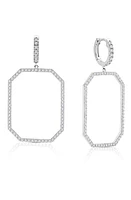 Crislu Rectangle Huggie Hoop Earrings in Silver at Nordstrom