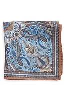 EDWARD ARMAH Persian Print Silk Pocket Square in Brown at Nordstrom