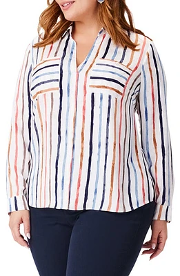 NIC+ZOE Painted Stripe Shirt in Cream Multi at Nordstrom, Size 3X