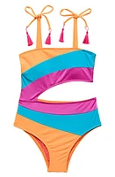 Beach Lingo Kids' Colorblock Cutout One-Piece Swimsuit at Nordstrom,